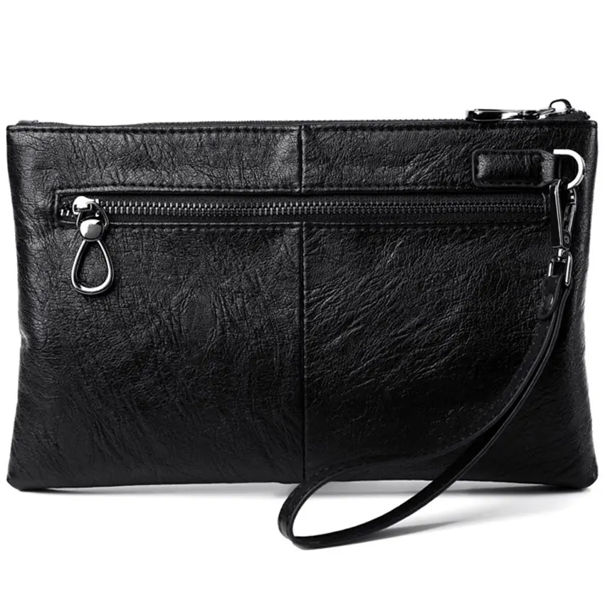JNKET Fashion Soft PU Leather Men's Clutch Handbag Large Capacity Clutch Bag Business Bag Zipper Clutch Long Wallet