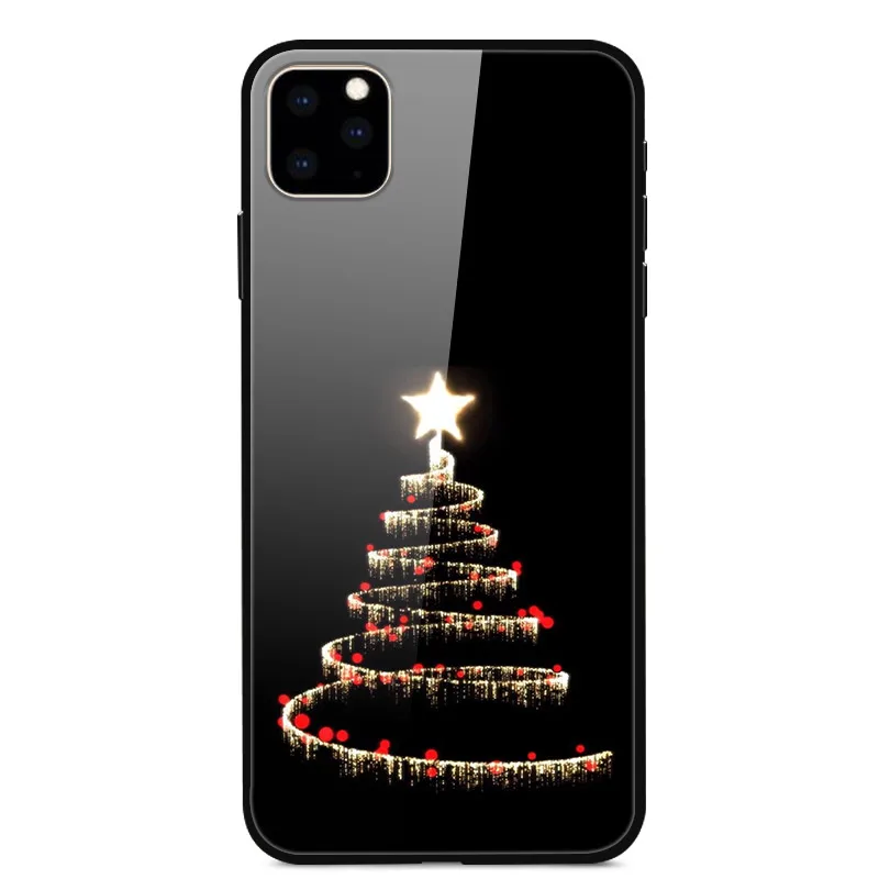 Рождественский чехол для телефона s для iPhone 11 Pro Max, чехол из закаленного стекла для iPhone X XS Max 7 8 6 6S Plus 11 Pro XR X S, Жесткий Чехол