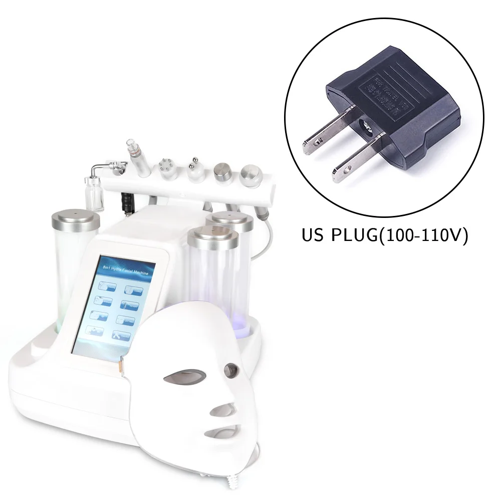 7 в 1 Hydra дермабразия кожура чистая кожа плотный уход BIO Light RF вакуумная очистка кожи лица Гидро Вода кислородная струйная очистка машина - Цвет: US Plug
