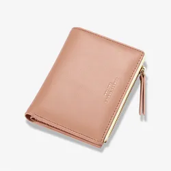 Fashion PU Leather Women's Wallet Small Mini Slim Coin Purses Short Female Zipper Clutch Bag New Solid Color Card Holders
