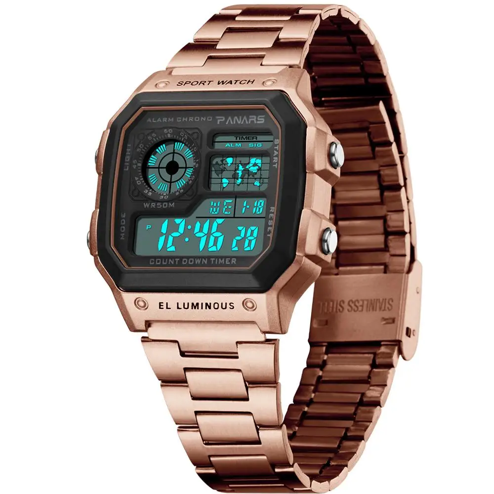gold electronic watch