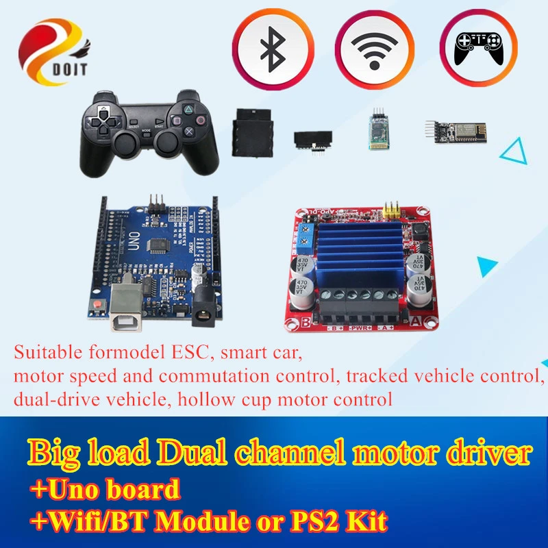 24v Apo Dl Dual Channel Motor Driver Speed Regulation And Commutation Controller Arduino Uno Board Wifi Bt Ps2 Control Big Load Parts Accessories Aliexpress