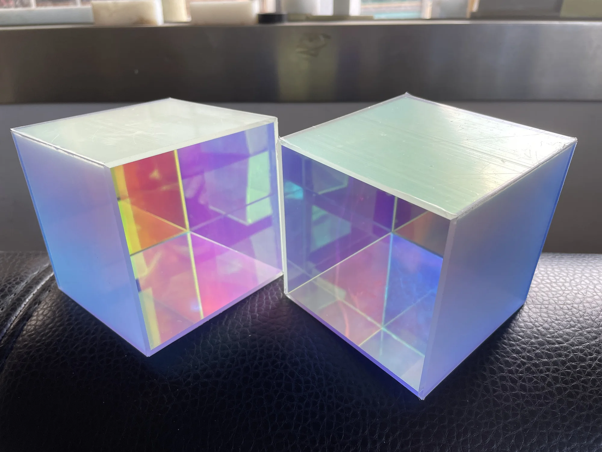 Iridescent Rianbow Colorful Acrylic Display Box Cube for Desk/Home Decor Lovely Small Gift and Jewelry Storage Case mini storage boxes