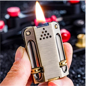 

Classic Retro Torch Lighter Pure Copper Kerosene Lighter Flint Grinding wheel Oil Petrol Windproof Inflated Gasoline Lighter