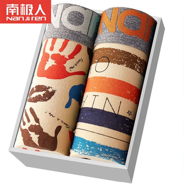 2022 Men Underwear Boxer Shorts Panties Solid Shorts Brand Underpants Men 100% Cotton Breathable Mid Waist Shorts Men L-3XL 2pcs shou