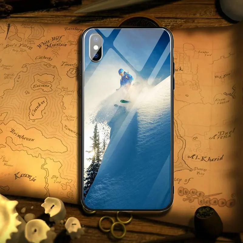 Чехлы для телефонов из закаленного стекла для iPhone 5 5S SE 7 6S 6 8 Plus X XR XS Max кристально чистый чехол Снежный или лыжный спорт Сноубординг - Цвет: Image 6