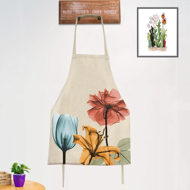 Adult Print Pattern Apron Bibs Home Cooking Baking Shop Cleaning Apron Kitchen Accessory