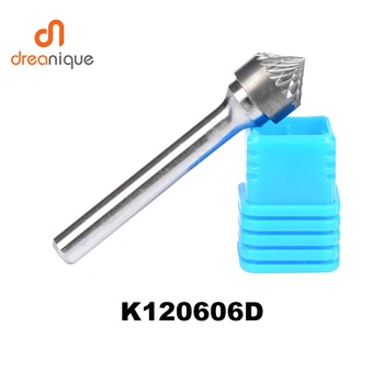 

2pcs/lot K type cone 90 degree 12*6mm rotary burr file cutter grinding and abrasive tools K120606 6mm shank milling tools