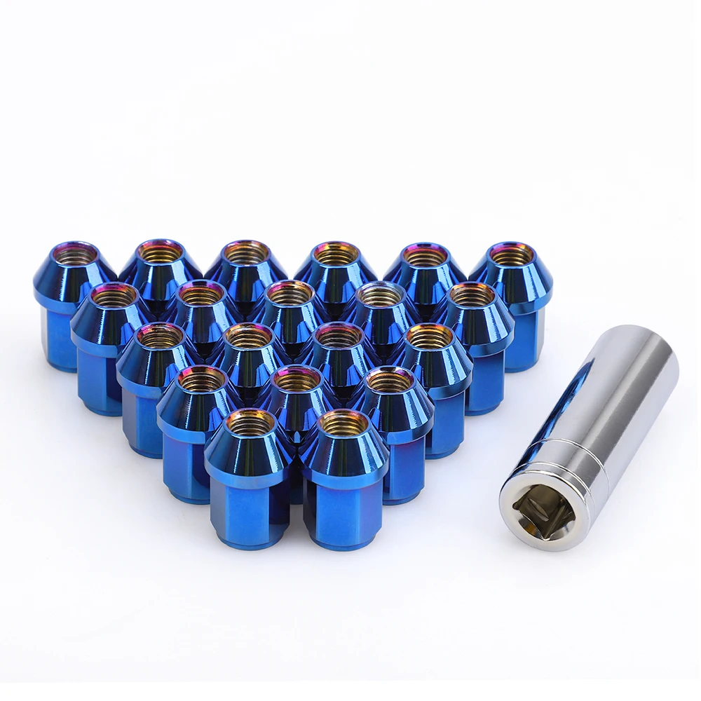 

20pcs Bluing color M12*1.5 Lug Nuts 7075-T6 Aluminum Taper conical seat Wheel Nuts JDM Accessories