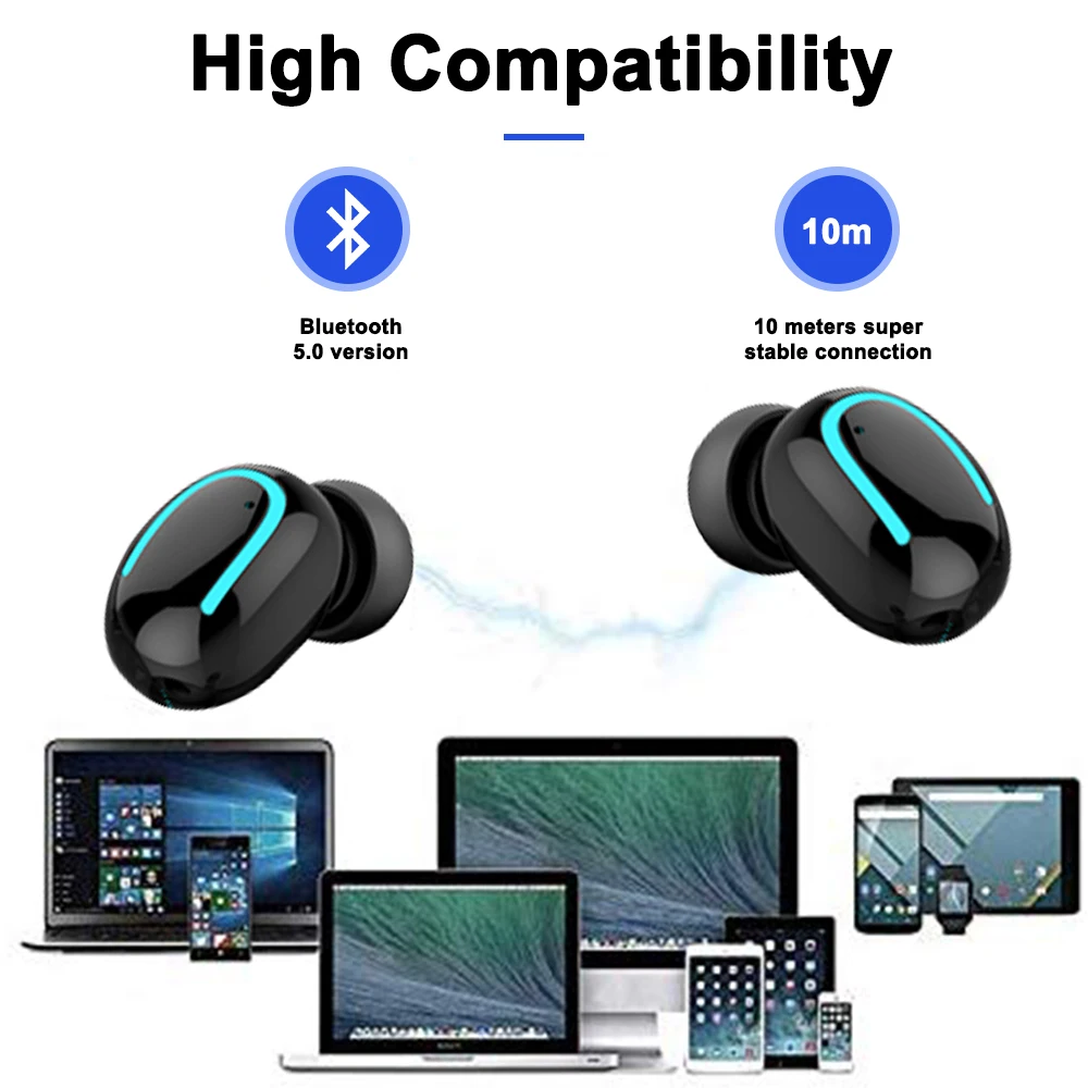 Мини беспроводные Bluetooth 5,0 наушники IPX5 водонепроницаемые наушники-вкладыши True TWS Bluetooth наушники 3D стерео Спортивная беспроводная гарнитура с микрофоном