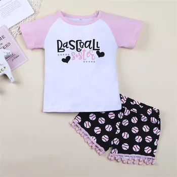 

1-6 Years Toddler Kids Casual T-shirt Short Set Baby Girl Clothing Infant Clothes Set Top Print Tassel Pants Outfits 2Pcs Set