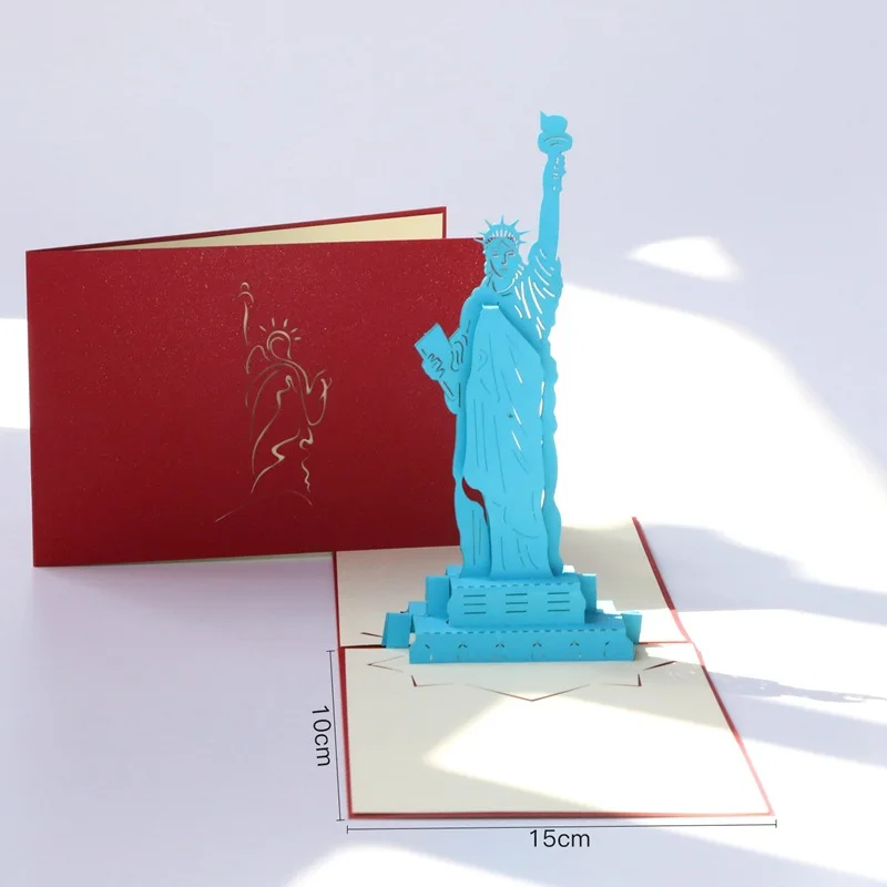 Statue of Liberty 3D всплывающие поздравительные пригласительные подарочные открытки лазерная резка Пригласительные открытки на день рождения для детей открытки с изображением единорога - Цвет: Statue of Liberty
