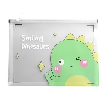 

A4 Little Dinosaur Monster Thickened Zipper Waterproof PVC Transparent File Folder Document Filing Bag Stationery Bag