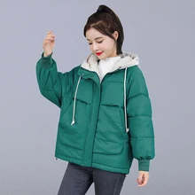 Зимние теплые куртки женские повседневные пальто новая мода корейский стиль с капюшоном толстые хлопковые парки Женская верхняя одежда пальто P143
