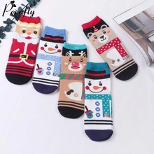 PEONFLY/Новинка года; милые женские носки из чесаного хлопка с рисунком Kawaii; женская забавная для кошек собак; Повседневные Носки с рисунком снега; Рождественский подарок