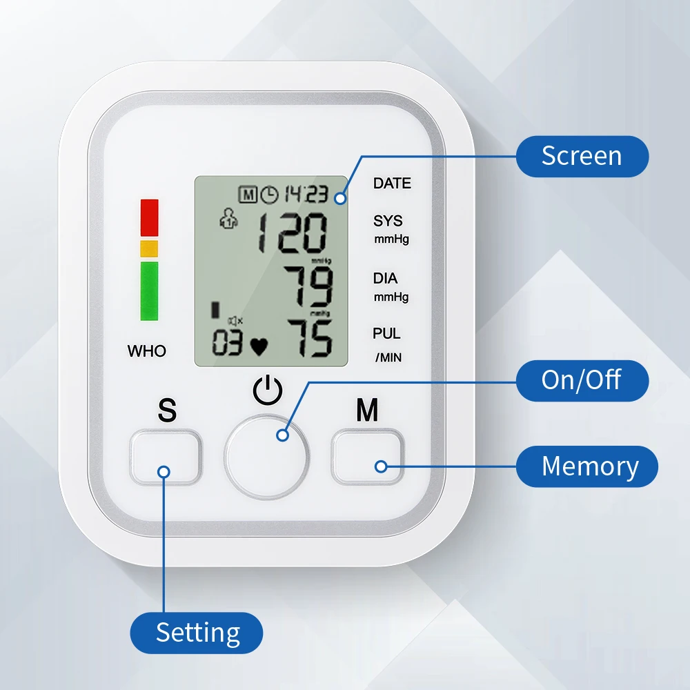 Wondfo Home Health Care Digital Lcd Upper Arm Blood Pressure Monitor Heart Beat Meter Machine Tonometer for Measuring Automatic