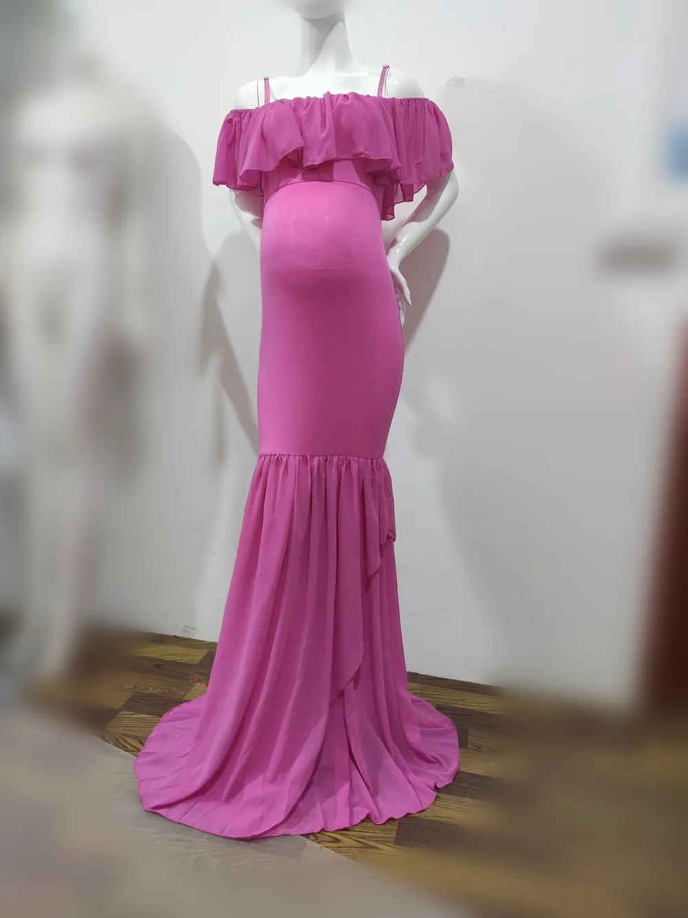 Women Dress Maternity Photography Props Mermaid Pregnancy Dresses For Photo Shoot 2019 Sexy Shoulderless Pregnant Maternity Gown (13)