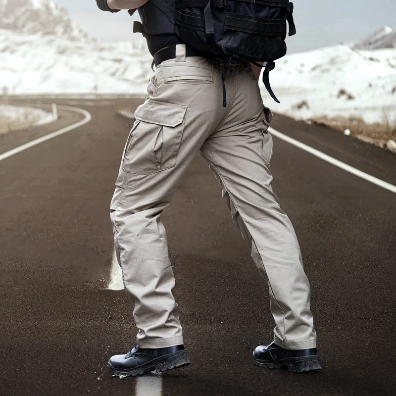 

Men's Multi-pocket Tactical Pants Loose Wearproof Overalls Trousers Male Outdoor Water Resistant Hiking Training Military Pants