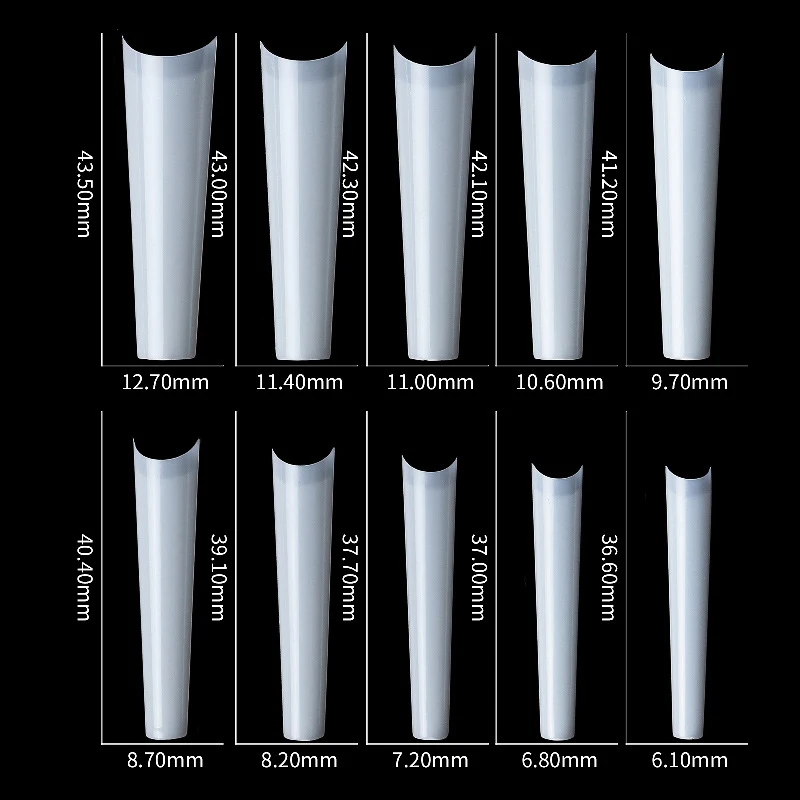 500 Pcs Extra Long C-Curve False Nail Tips DIY Nails Salon Tip Acrylic Transparent Natural Guide Capsule Coffin Artificial Nails