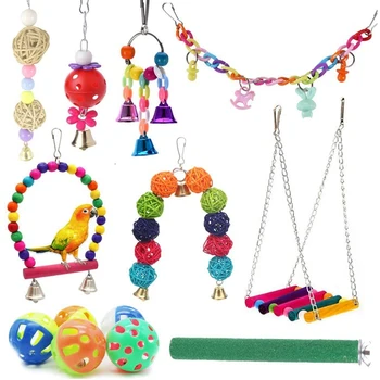 

12 Packs Bird Toys Parrot Swing Toys Chewing Hanging Bell Pet Birds Cage Toys Suitable for Small Parakeets, Conures