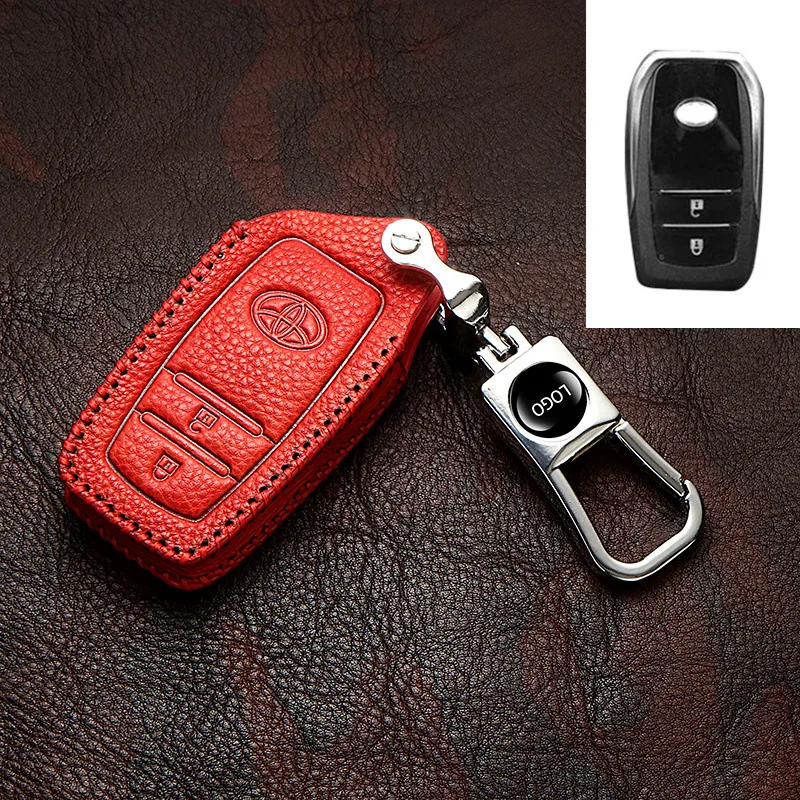 Верхний слой кожаный чехол для ключей для Toyota CHR Auris Corolla Camry Prado Fortuner RAV4 Avensis, Verso Yaris Aygo Scion TC IM