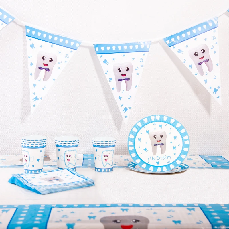 51 шт./лот зубы подобные Disim Baby Shower вечерние Tablecover Мальчики выступает баннер