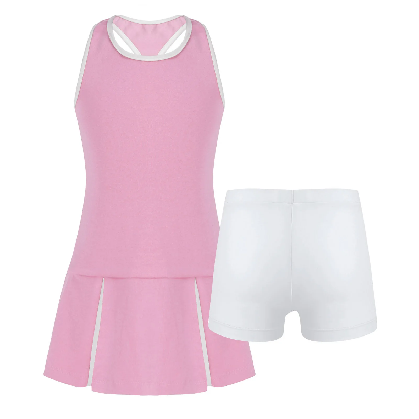 baby dresses Kids Girls Summer Sportswear Stretchy Gym Tennis Badminton Sets Sport Outfit Sleeveless Open Back Sport Dress and Shorts Clothes cheap baby dresses Dresses