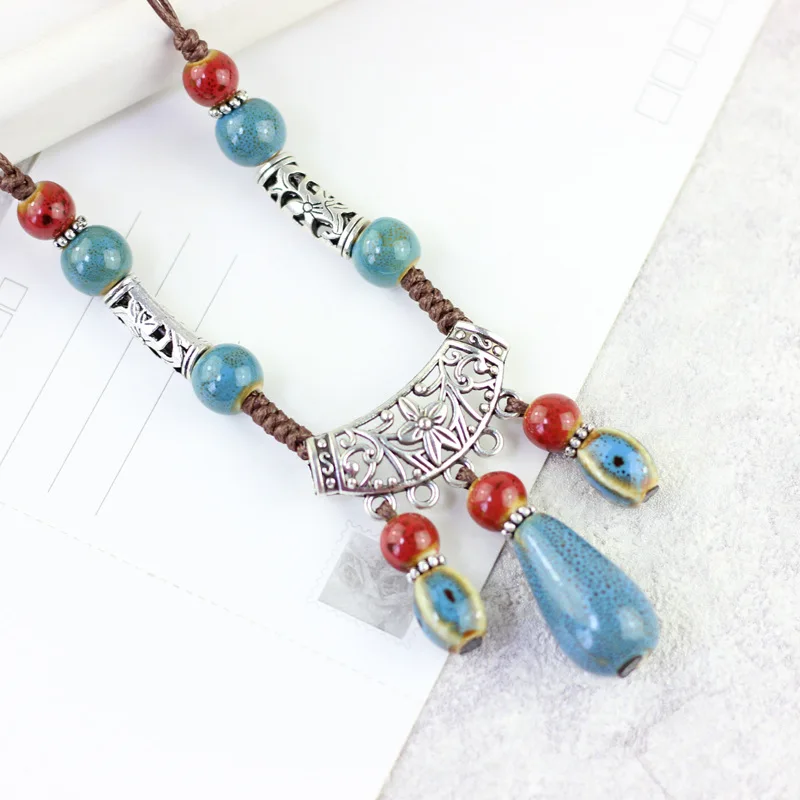 

Ceramic Chain Decoration Necklace Pendant Female Fashion Retro Style Clothing Accessories Christmas Gift Pendant Accessories