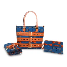 Женская сумка в африканском стиле, восковая сумка, набор, хлопок, Анкара, принты, ткань, цена для женщин, Платья для вечеринок, 6 ярдов/Лот, H171019