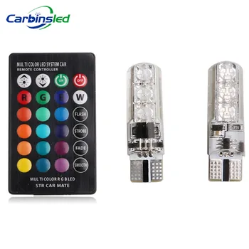 

CARBINS T10 W5W 5050 RGB Remote Control Car LED Light 6SMD Colorful Side Light Bulb LED Car Wedge Dome Reading Light Lamp 12V