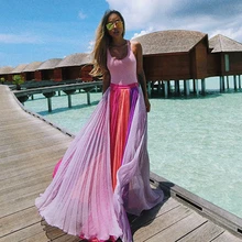 Длинная юбка женская пляжная Макси Юбка шифоновая Харадзюку летняя юбка корейский стиль женские юбки mujer moda юбки женские modis