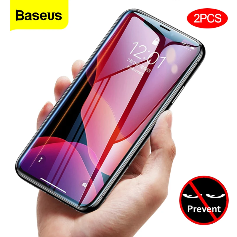 Baseus 0.23mm Screen Protector For iPhone 11 Pro Max Privacy Protection Full Cover Tempered Glass Film For iPhone Xs Max Xr X afbeelding