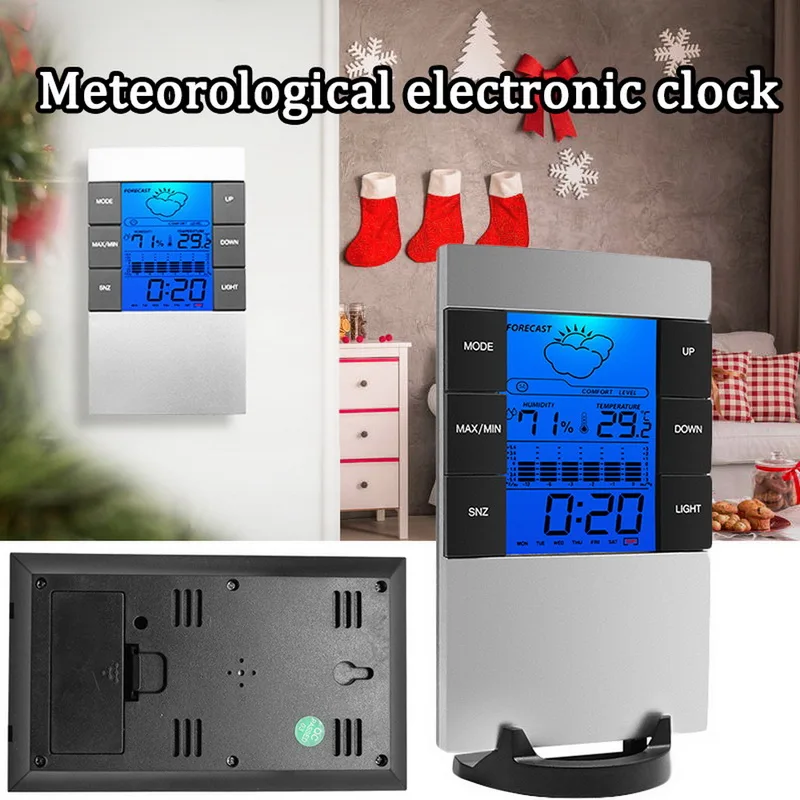 no battery Цифровой термометр-гигрометр для помещений, часы, датчик температуры и влажности, будильник - Цвет: no battery