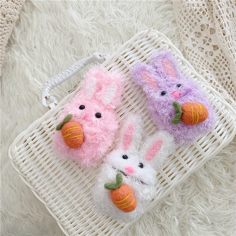 

Jamular Cute Headphones Knitted Plush Rabbit Cover Earphone Silicone Case For Airpods 1 2 Protective Wireless Bluetooth Headset