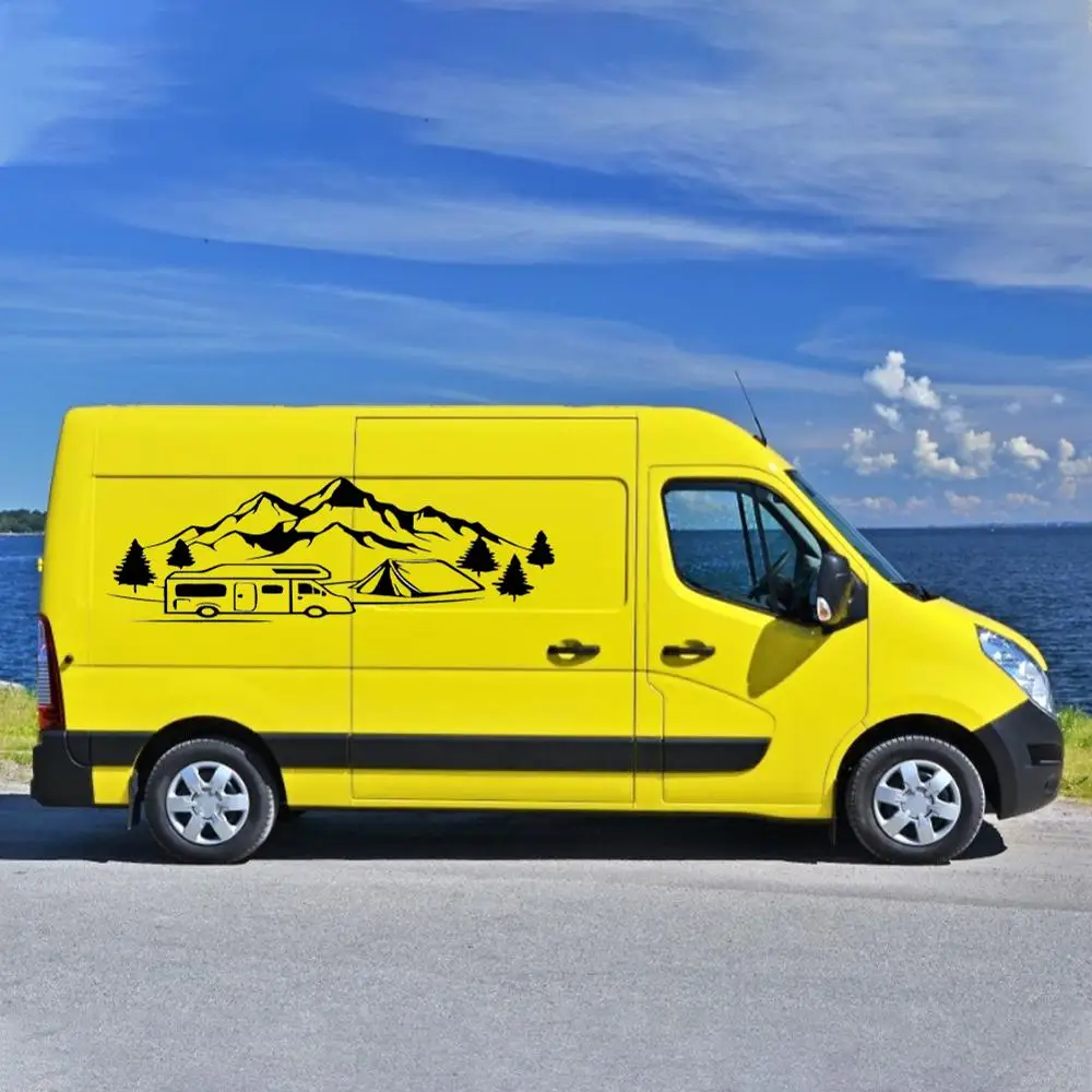 

For SUV Off-road RV Camper JDM VAN Creative Trees Mountains Car Stickers Graphic KK Vinyl Decals Waterproof Sunscreen Styling