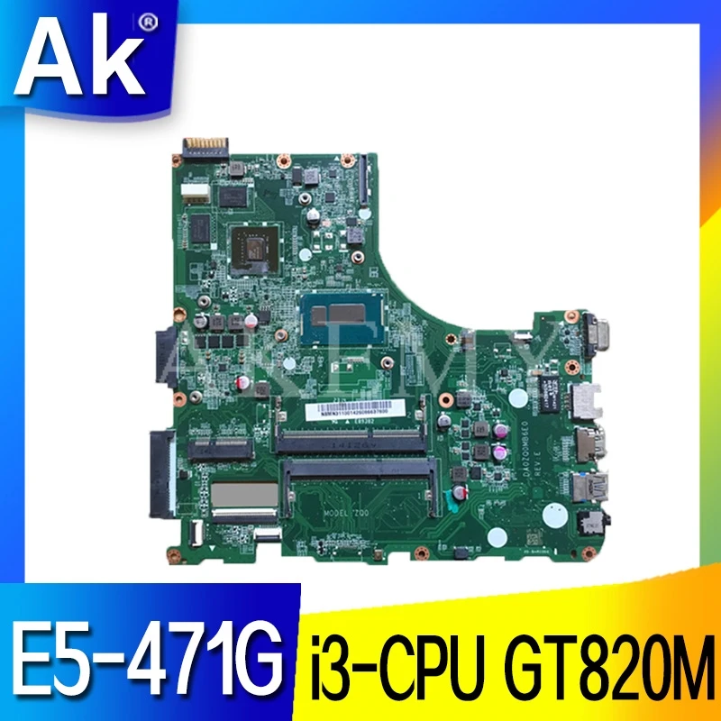 SAMXINNO For Acer aspire E5 471 471G V3 472P Laotop Mainboard DA0ZQ0MB6E0 Motherboard with i3 CPU GT820M|Материнские платы| |