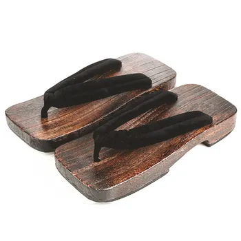 

New Summer Fashion Male Platform Shoes Print Wood Men geta sandals Men China Geta Clogs Classial Wooden Slippers Mens Flip Flops