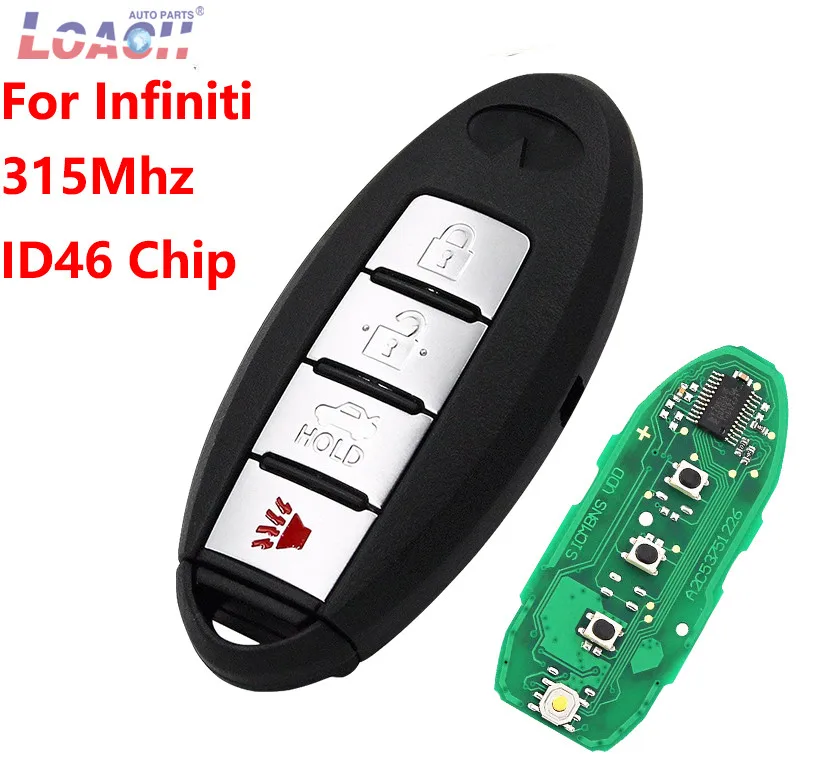 Remote Smart Car Key Fob 315mhz With Id46 Chip 4 Button For Infiniti