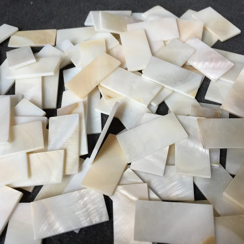 20pcs Natural Freshwater Mother of Pearl Shell Mosaic Tile DIY Accessories and Wood Inlay Carved Material Size 30mm /15mm /2mm