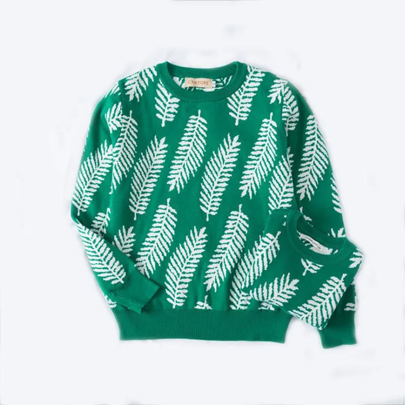 

My Mom And Dad's Clothes Autumn Winter Leisure Sweater Adult Children Sweaters Print Warm Cotton Sweater Cardigan Parent-child