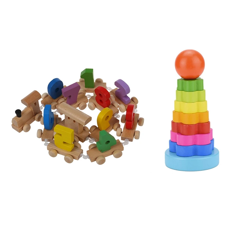 1 Set Number Wooden Train Figures Railway Kids Wood Mini Toy Educational &amp 1Pcs Baby Kid Education Stacking Nest Lear | Игрушки и