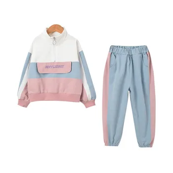 

Girls' Sports Suit 2020 New Fashion Children's Spring Autumn Casual Spliced Clothes Kids Coat + Trousers Tracksuit Clothes