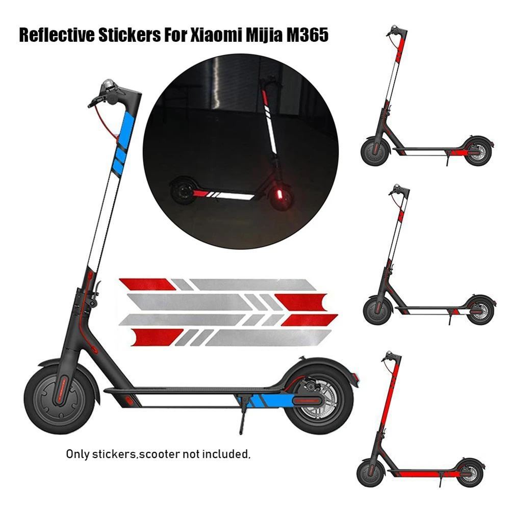 1 Set 20 Colors Reflective Styling Warning Strip Stickers Safety Decals For Xiaomi Mijia M365 Electric Scooter Skateboard Parts