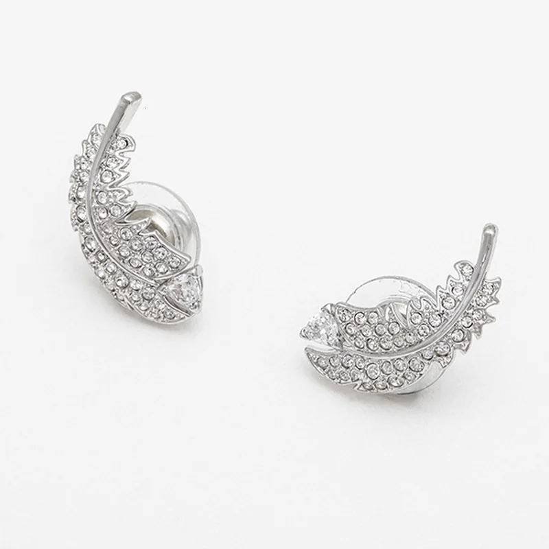 Модные очаровательные серьги-гвоздики из нержавеющей стали, оригинальное воспроизводство, белое перо, женские роскошные ювелирные изделия, подарки