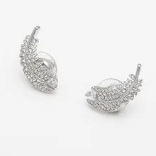 Модные очаровательные серьги-гвоздики из нержавеющей стали, оригинальное воспроизводство, белое перо, женские роскошные ювелирные изделия, подарки