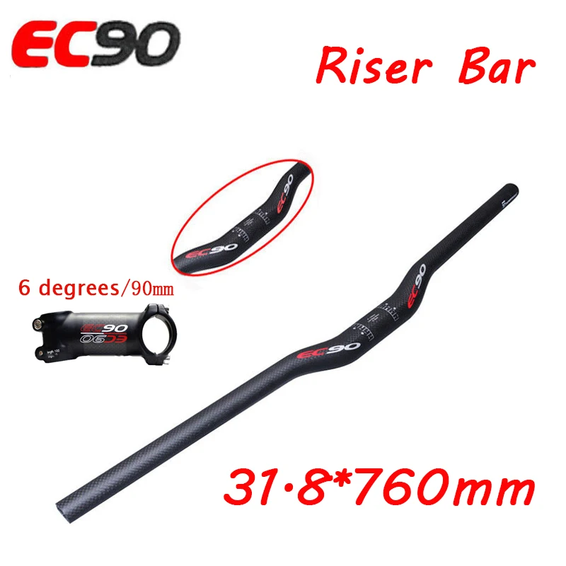 760mm-6 degrees-90 EC90 руль для велосипеда 31,8 мм углеродный руль MTB плоский/подъемный 660-760 мм стержень 90 мм Аксессуары для велосипеда - Цвет: 760mm-6 degrees-90
