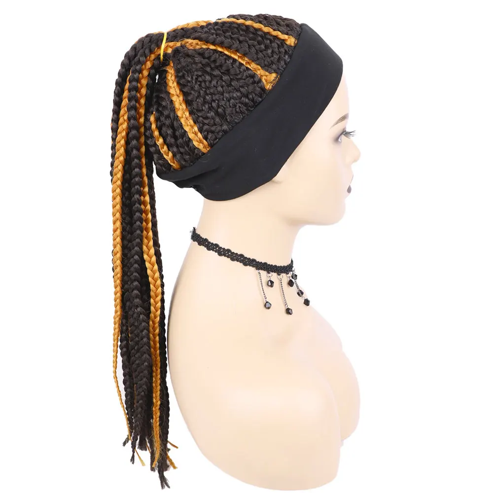 Synthetic Hair Wigs OUCEY Synthetic Hair Headband Wig Women Long Braided Box Braids Wigs For Black Women Braid African Natural Black Brown Wig