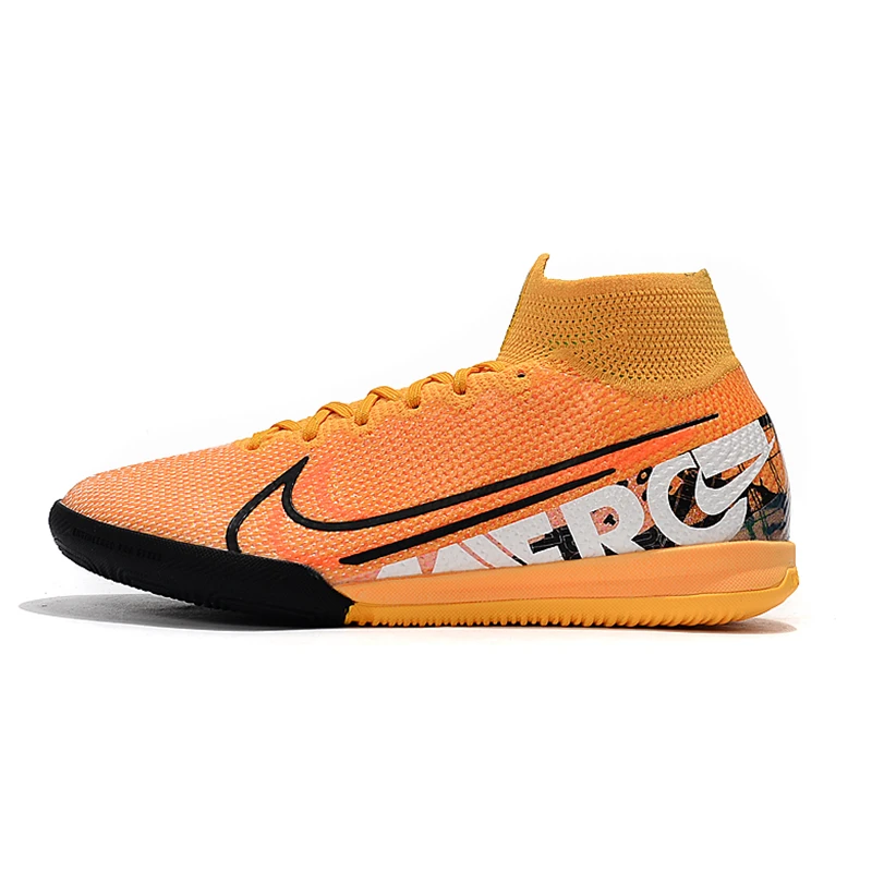 Nike Mercurial Superfly 7 Elite IC 40-44 футбольные бутсы, мужские синие бутсы, футбольная обувь Flyknit для помещений - Цвет: Оранжевый