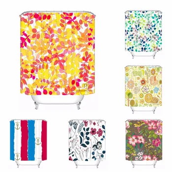 

Bath Curtain For Bathroom Custom Cartoon Flower Lion Leaf Anchor Home Decor Shower Curtain Waterproof Fabric Hooks #180417-01-23