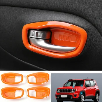

4*ABS Orange Interior Door Handle Bowl Cover Trim For Jeep Renegade 2016-2019 Easy To Use And Affordable